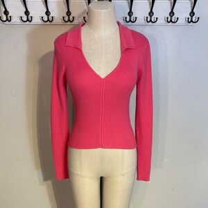 Sincerely Jules V-Neck Pink ribbed Sweater Nwt size small